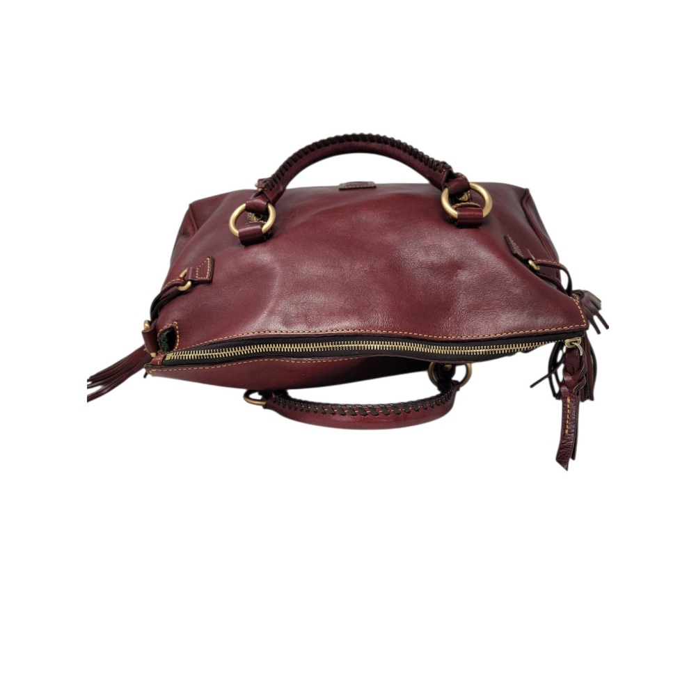 Dooney & Bourke Florentine Satchel Bordeaux Red Vacchetta Leather Tassel Bag - Picture 5 of 15